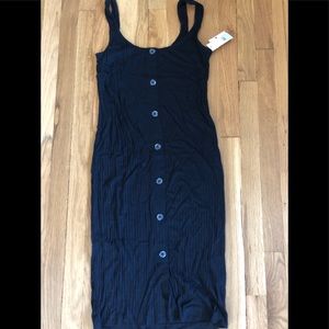 Black Button-Front Bodycon Dress